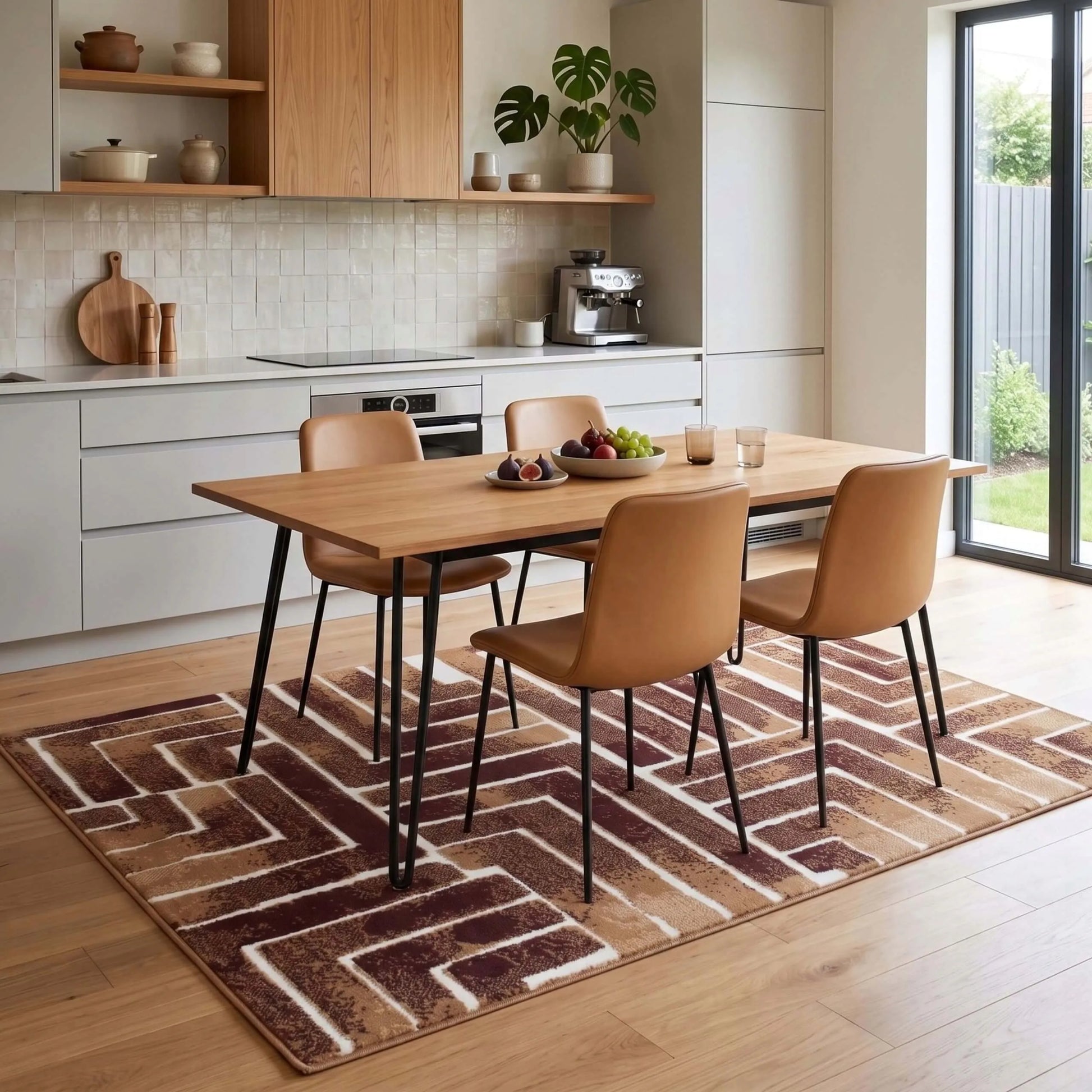 Modernus svetainės ir virtuvės kilimas 100x150 cm – stilingas „Loft“ dizainas, minkštas ir jaukus