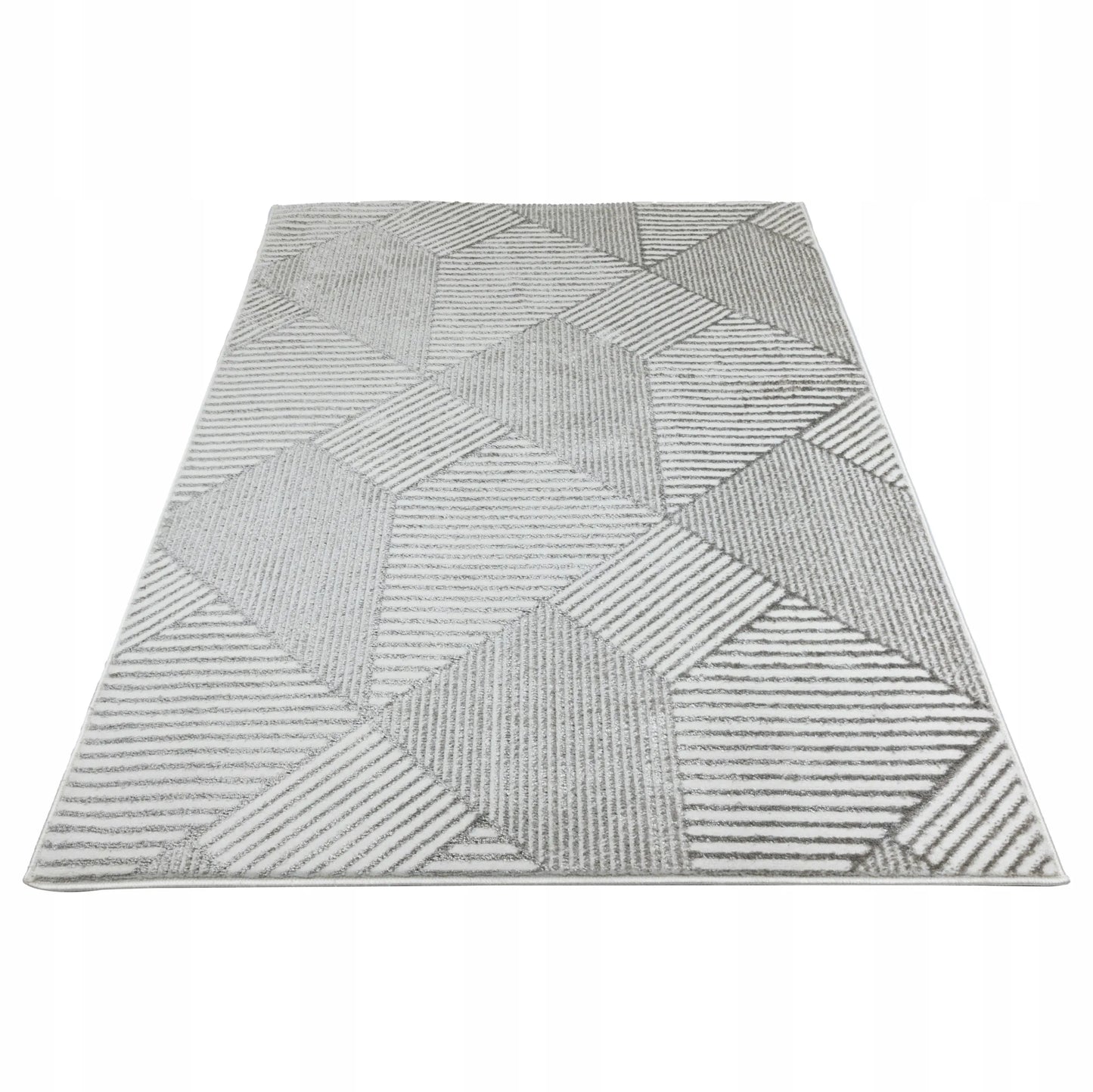 Modernus svetainės kilimas 120x170cm pilkas Glamour minkštas madingas žvilgantis