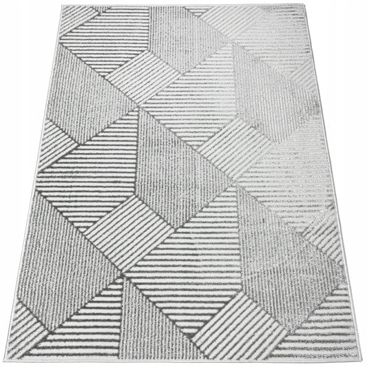 Modernus svetainės kilimas 120x170cm pilkas Glamour minkštas madingas žvilgantis