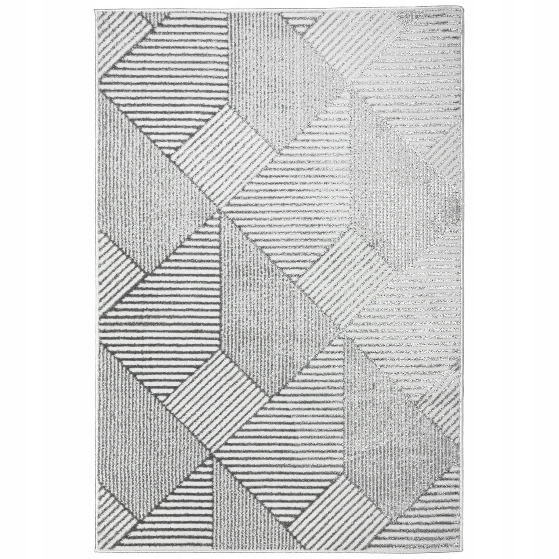 Modernus svetainės kilimas 120x170cm pilkas Glamour minkštas madingas žvilgantis