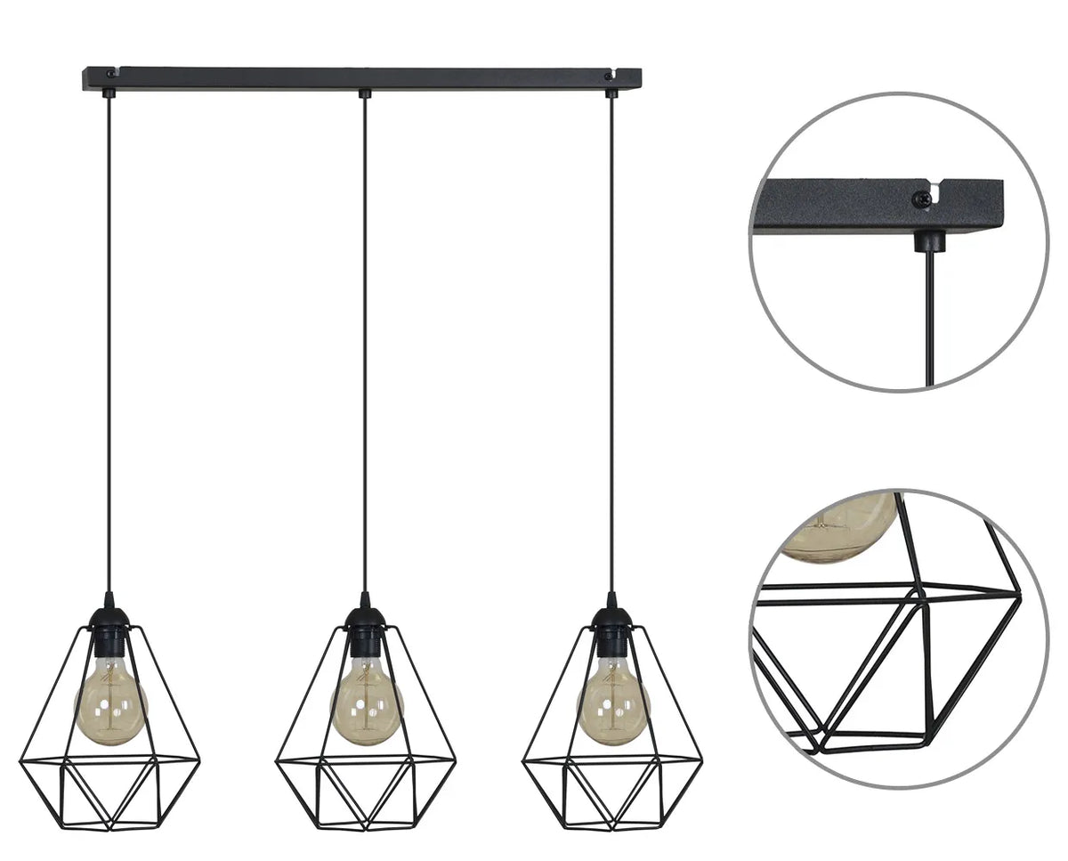 Modernus trijų šviesos šaltinių pakabinamas loft stiliaus lubinis šviestuvas virš stalo „Light Home“ FUSION 1545/3