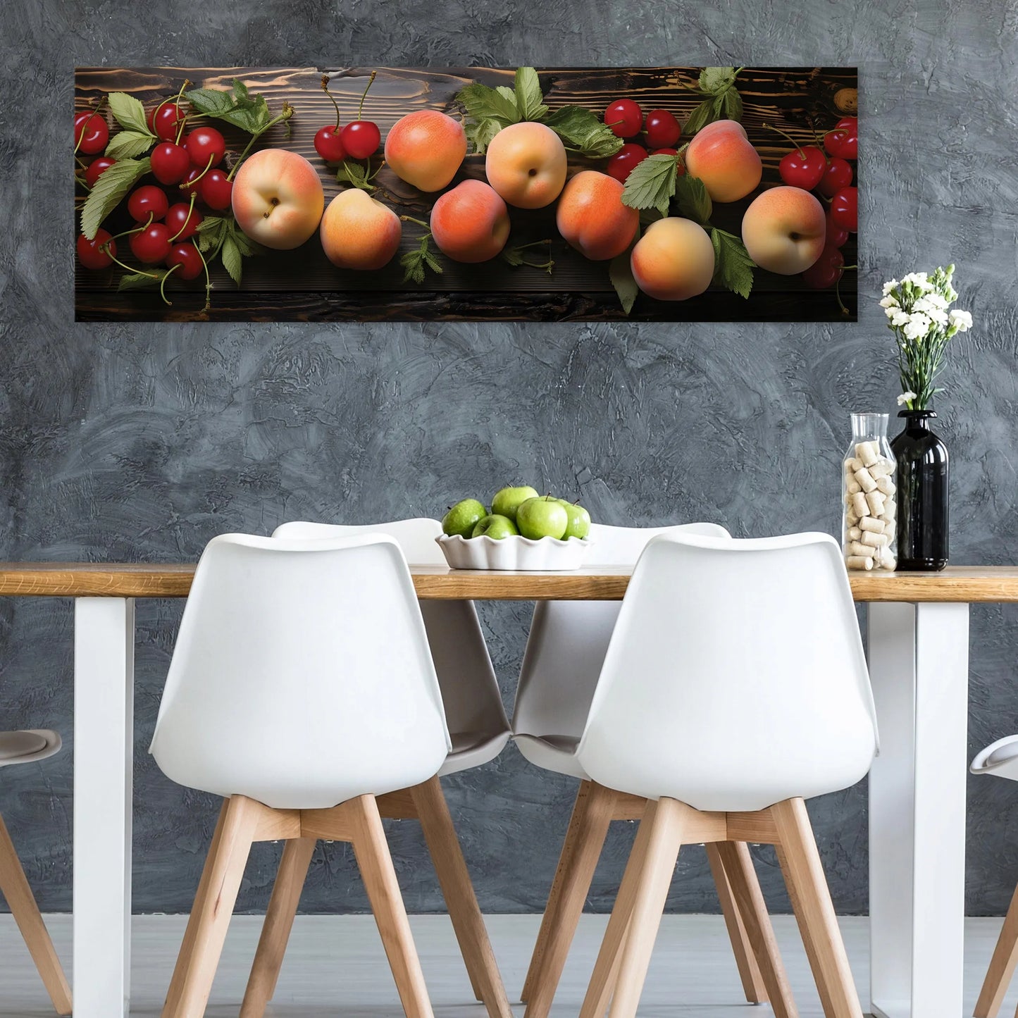 Modernus virtuvės paveikslas ant drobės Vaisiai lentos 145x45