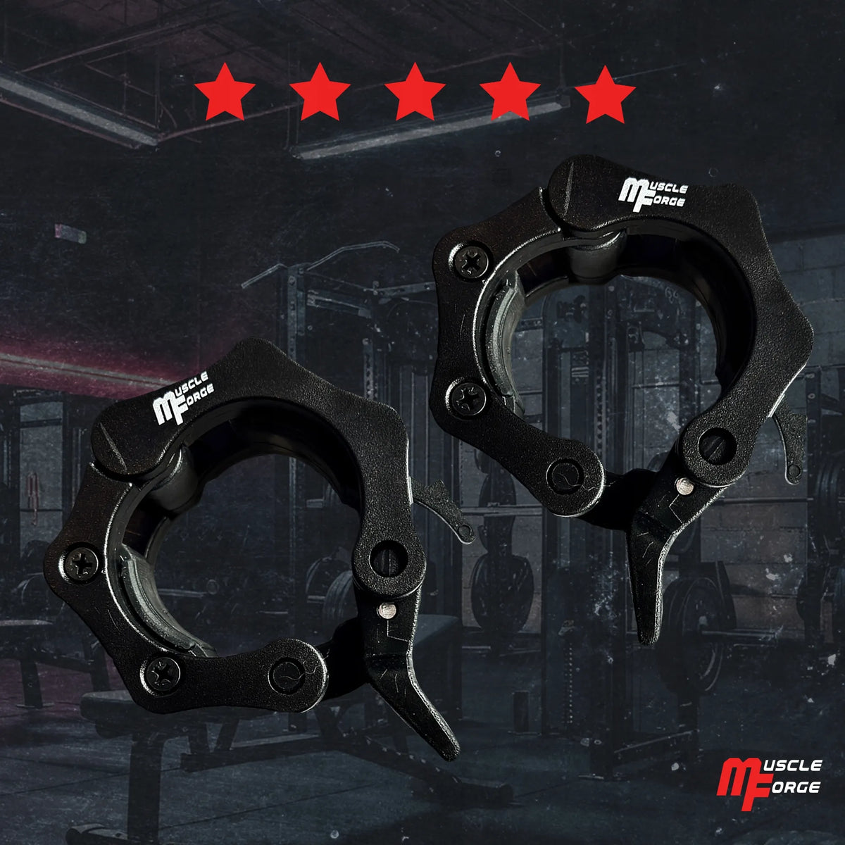 MuscleForge 50 mm olimpiniai fiksatoriai štangai, 2 vnt.