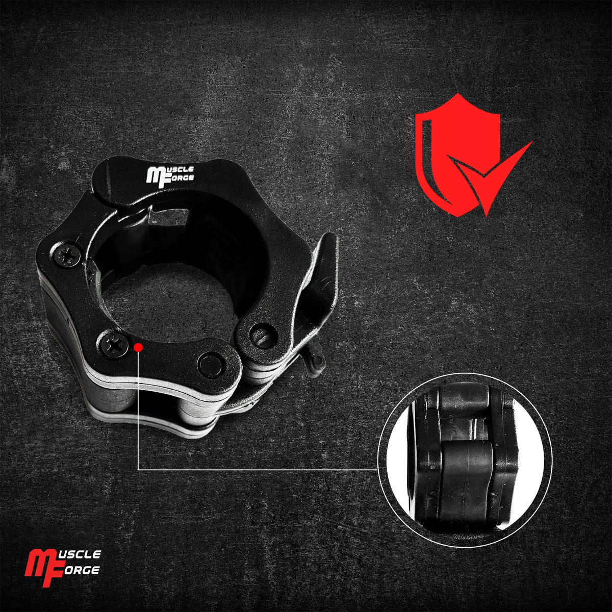 MuscleForge 50 mm olimpiniai fiksatoriai štangai, 2 vnt.