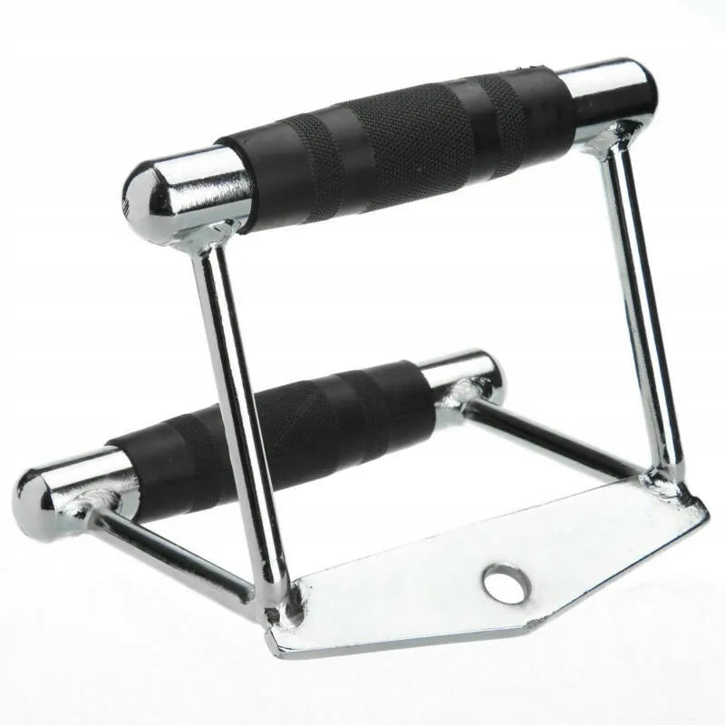 MuscleForge Double D-handle nugaros traukos rankena, dviguba siaura, gumuota