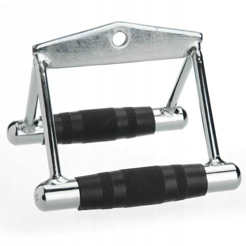 MuscleForge Double D-handle nugaros traukos rankena, dviguba siaura, gumuota