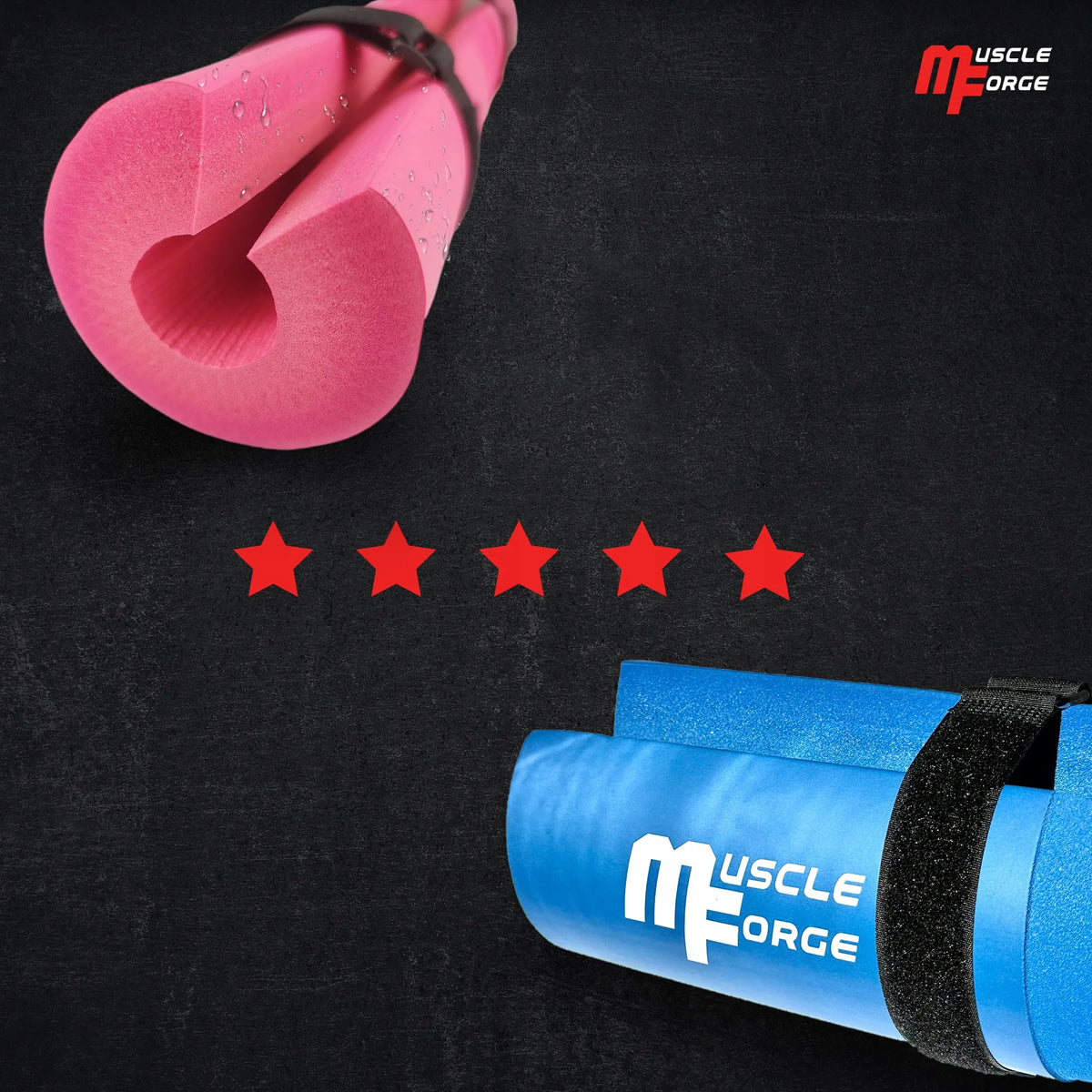 MuscleForge® raudona apsauga štangos grifui, paminkštinimas sprandui ir klubams
