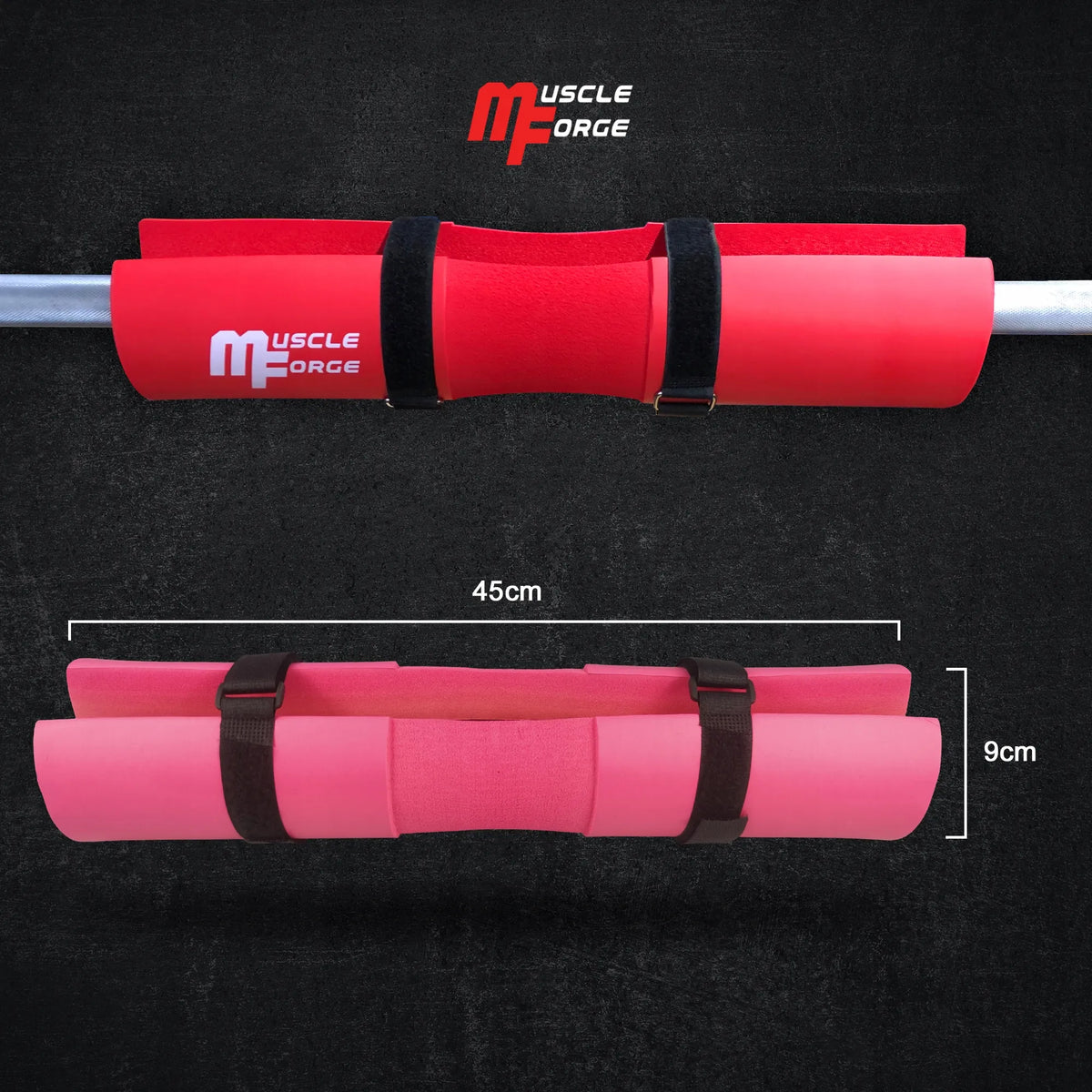 MuscleForge® raudona apsauga štangos grifui, paminkštinimas sprandui ir klubams