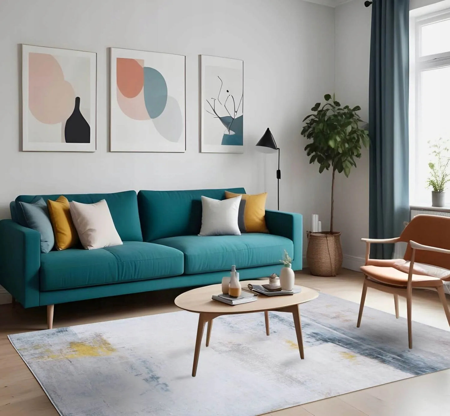 NESLIDUS KILIMAS SVETAINĖS KAMBARIUI MODERNUS LOFT STILIUS 60X100 CM