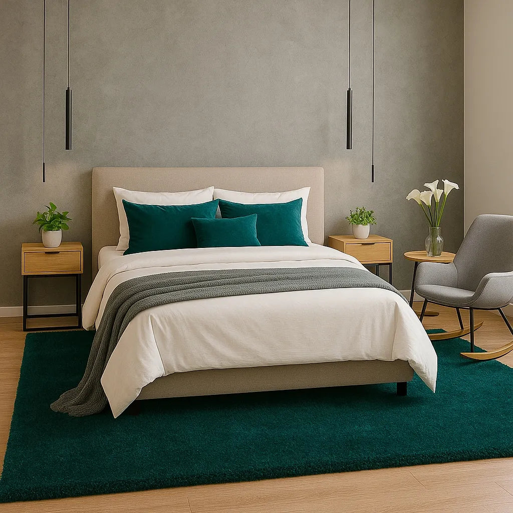 NESLYSTANTIS KILIMAS CAMEL SHAGGY VIENASPALVIS BUTELIO ŽALUMO - 80 x 150