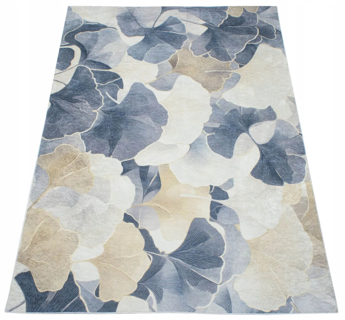 Neslystantis kilimas svetainei Eureka Home modernus augalinis 80x150 cm smėlio spalvos