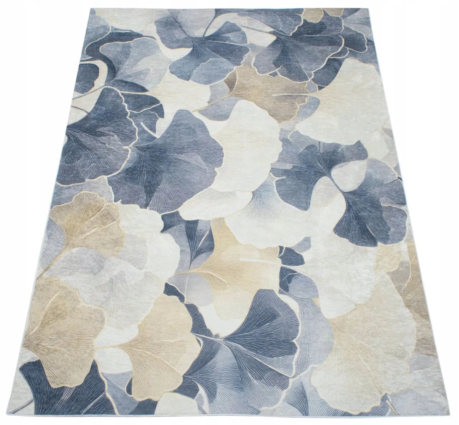Neslystantis kilimas svetainei Eureka Home modernus augalinis 80x150 cm smėlio spalvos