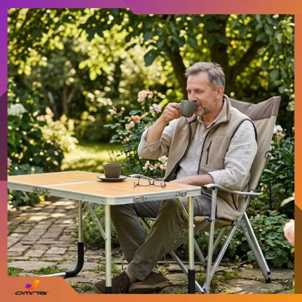 Omna Campfold T60 sulankstomas turistinis stalas, nešiojamas lagaminas, 60x40 cm