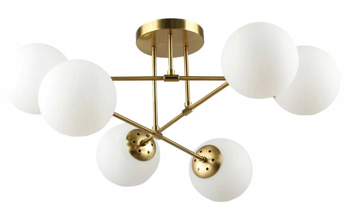 PAKABINAMA LUBŲ LEMPA KRISLAMP ASTER, AUKSINĖ, SU BALTAIS GAUBTAIS, 6 X E27