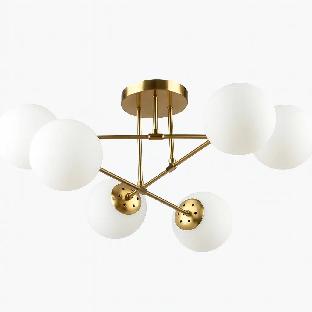 PAKABINAMA LUBŲ LEMPA KRISLAMP ASTER, AUKSINĖ, SU BALTAIS GAUBTAIS, 6 X E27