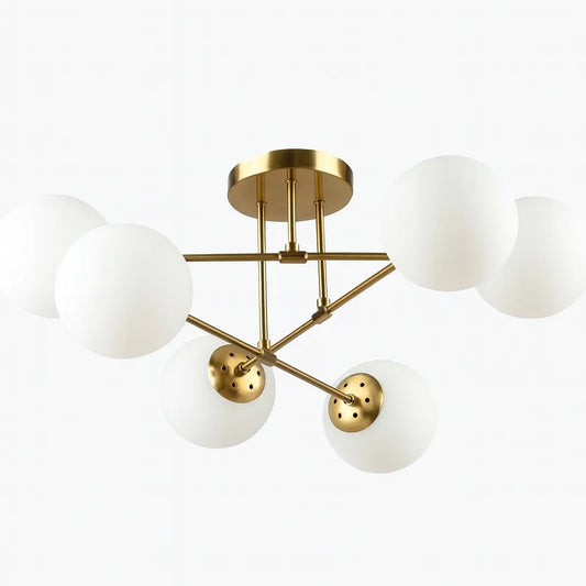 PAKABINAMA LUBŲ LEMPA KRISLAMP ASTER, AUKSINĖ, SU BALTAIS GAUBTAIS, 6 X E27