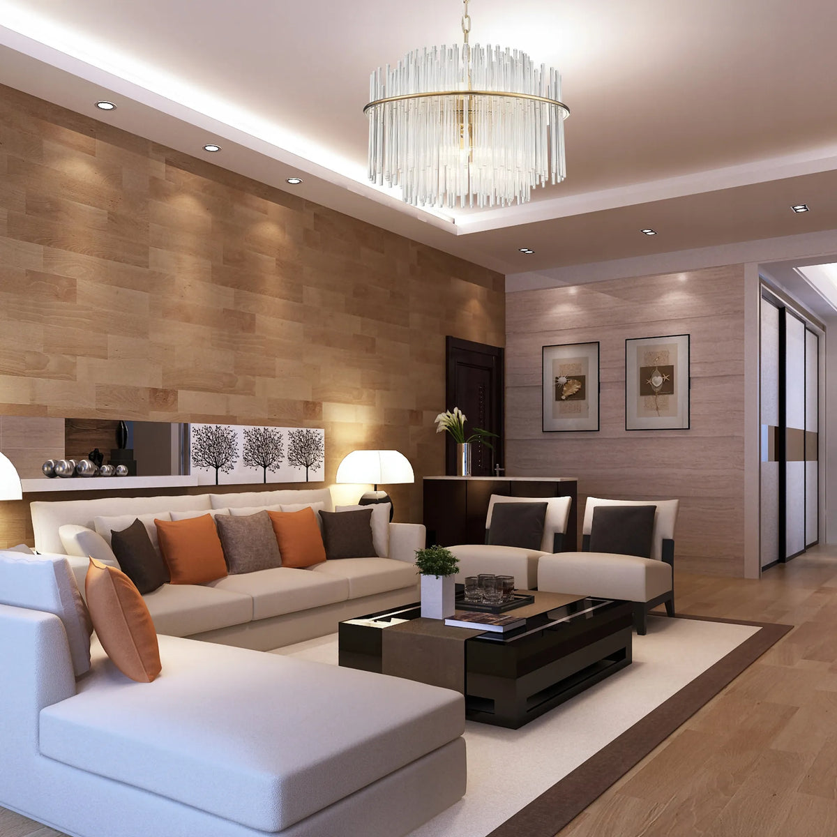 Pakabinamas kristalinis auksinis lubinis šviestuvas „Glamour“ 6 × E14 „TOOLIGHT“