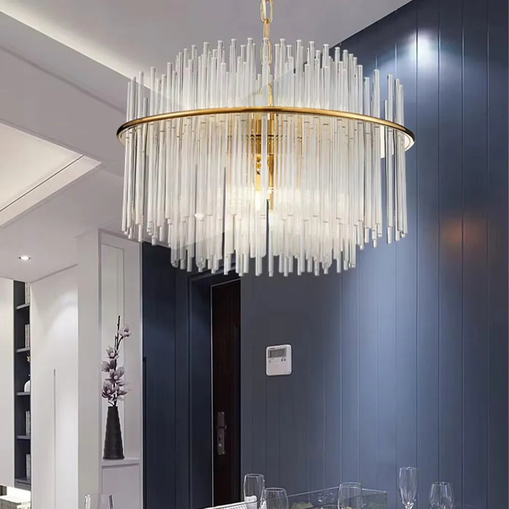 Pakabinamas kristalinis auksinis lubinis šviestuvas „Glamour“ 6 × E14 „TOOLIGHT“