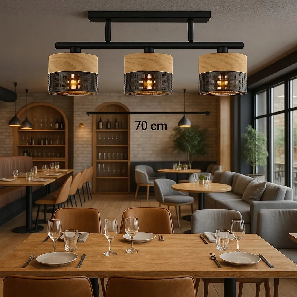 Pakabinamas loft stiliaus šviestuvas, juodas metalas, E27, virš stalo, svetainei ir virtuvei