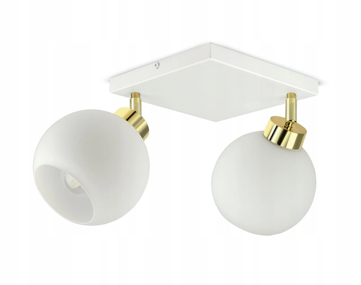 Pakabinamas lubinis šviestuvas – baltas sietynas su stikliniais gaubtais White Glass AG2 LED E27