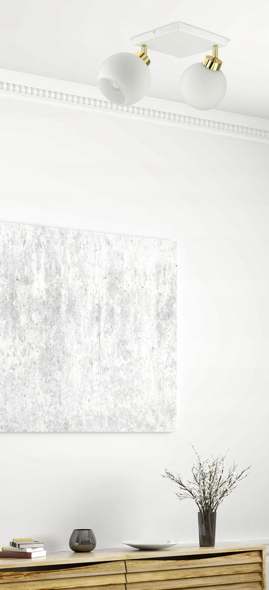 Pakabinamas lubinis šviestuvas – baltas sietynas su stikliniais gaubtais White Glass AG2 LED E27
