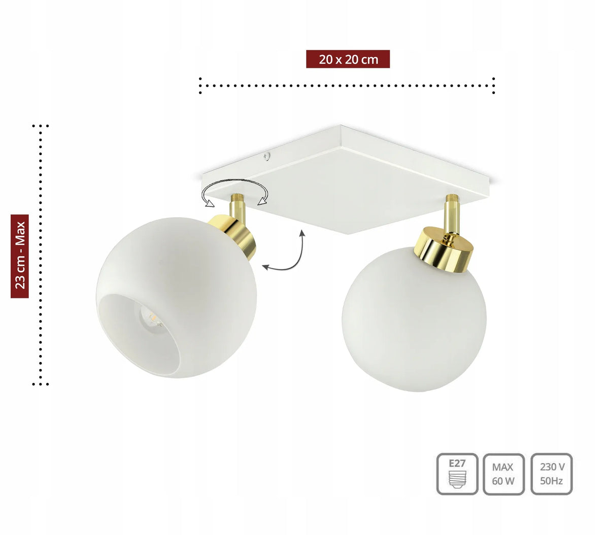 Pakabinamas lubinis šviestuvas – baltas sietynas su stikliniais gaubtais White Glass AG2 LED E27