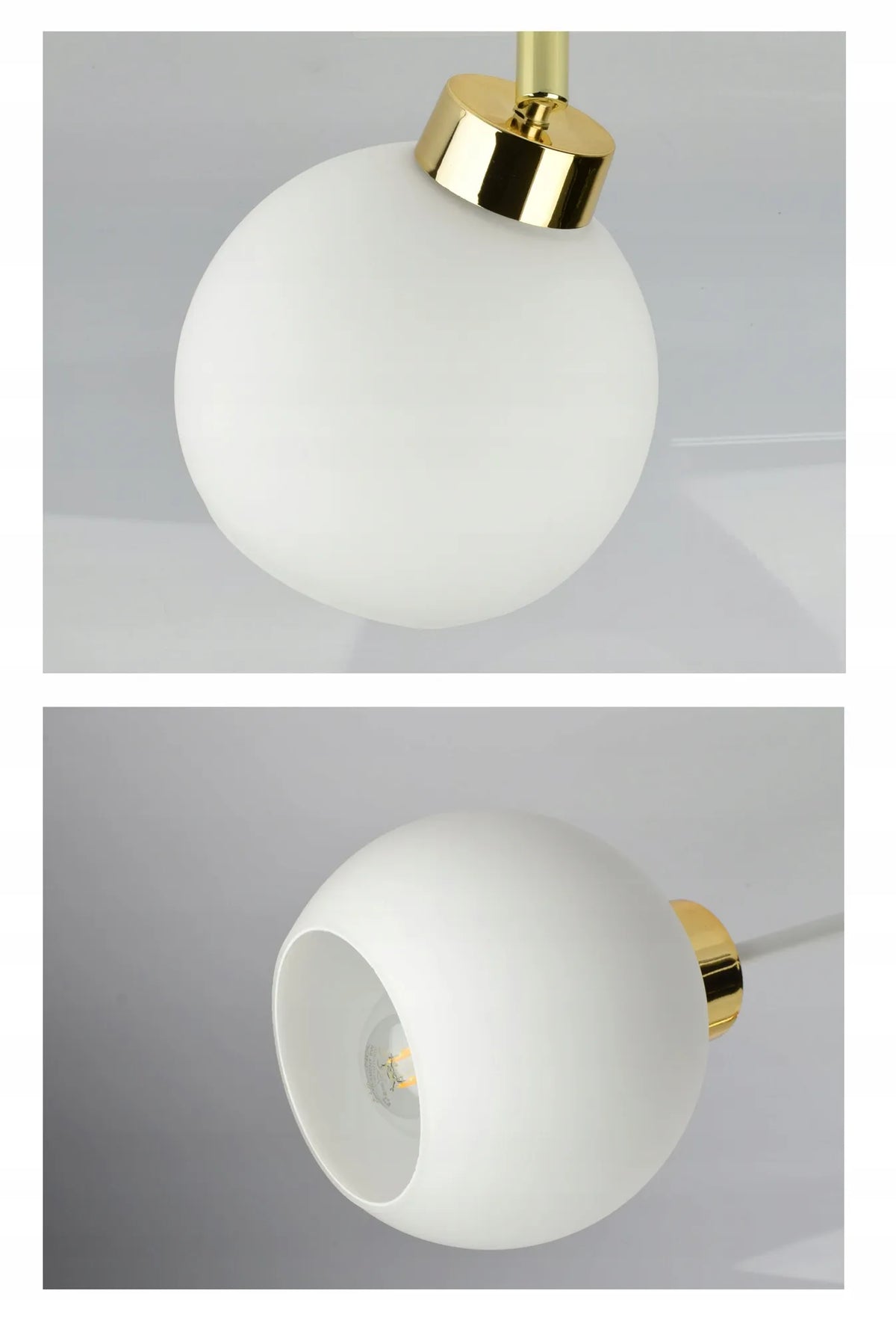 Pakabinamas lubinis šviestuvas – baltas sietynas su stikliniais gaubtais White Glass AG2 LED E27