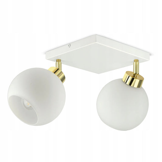 Pakabinamas lubinis šviestuvas – baltas sietynas su stikliniais gaubtais White Glass AG2 LED E27