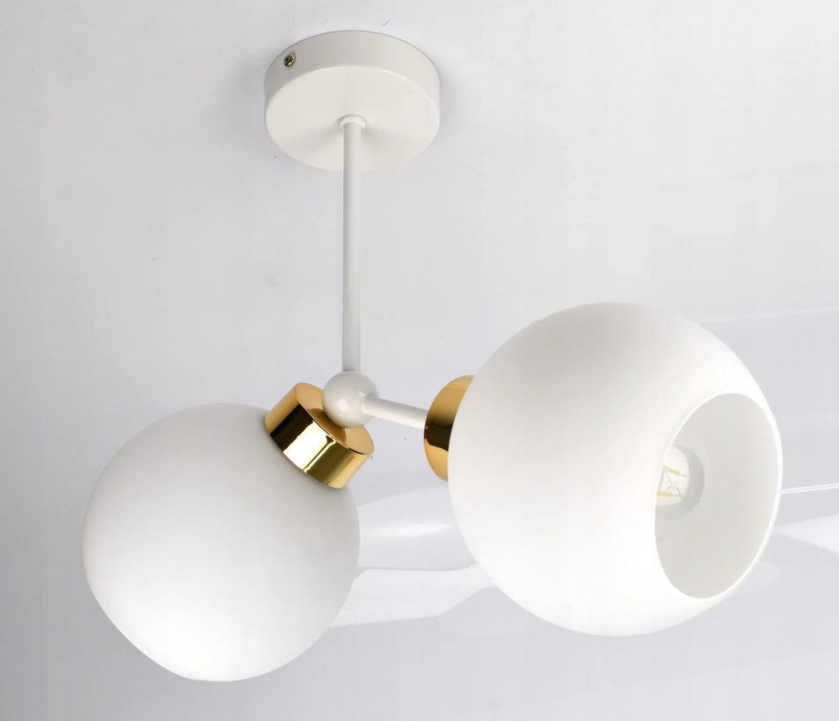 Pakabinamas lubinis šviestuvas, baltos stiklinės sferos White Glass D2 LED E27
