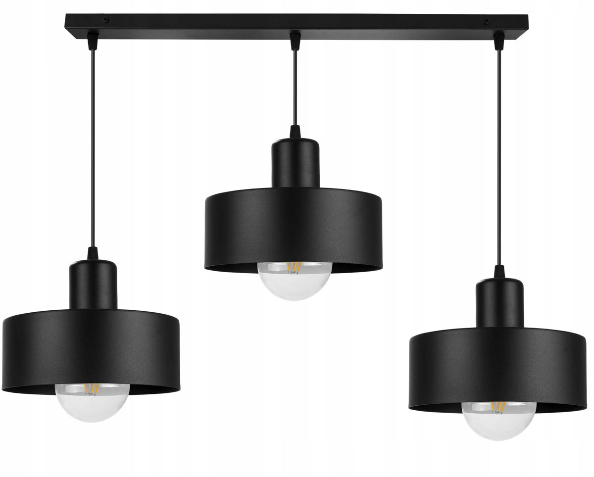 PAKABINAMAS LUBINIS ŠVIESTUVAS „BARCELONA“ TRIJŲ ŠVIESOS ŠALTINIŲ, LOFT, GLAMOUR, JUODAS / BALTAS