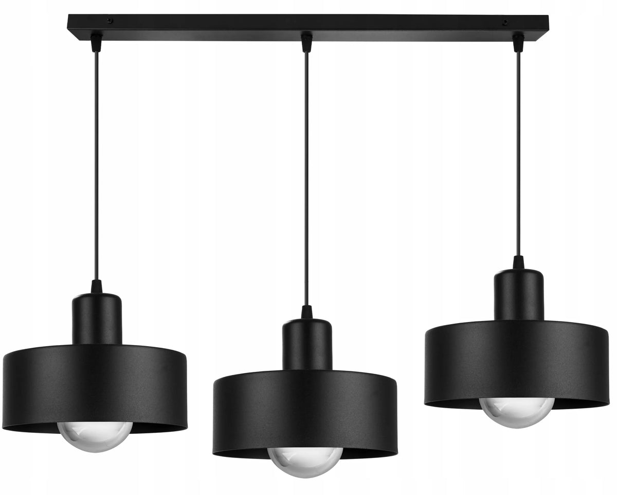 PAKABINAMAS LUBINIS ŠVIESTUVAS „BARCELONA“ TRIJŲ ŠVIESOS ŠALTINIŲ, LOFT, GLAMOUR, JUODAS / BALTAS