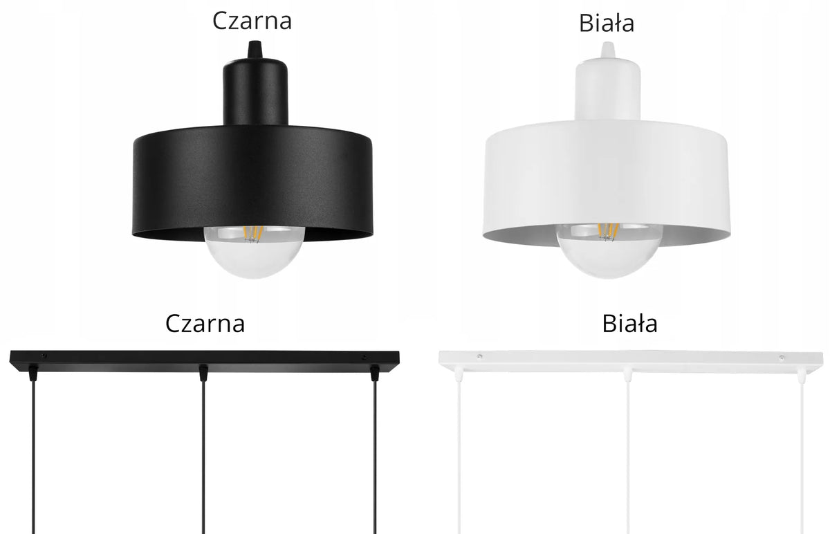 PAKABINAMAS LUBINIS ŠVIESTUVAS „BARCELONA“ TRIJŲ ŠVIESOS ŠALTINIŲ, LOFT, GLAMOUR, JUODAS / BALTAS