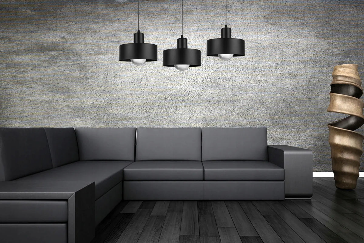 PAKABINAMAS LUBINIS ŠVIESTUVAS „BARCELONA“ TRIJŲ ŠVIESOS ŠALTINIŲ, LOFT, GLAMOUR, JUODAS / BALTAS