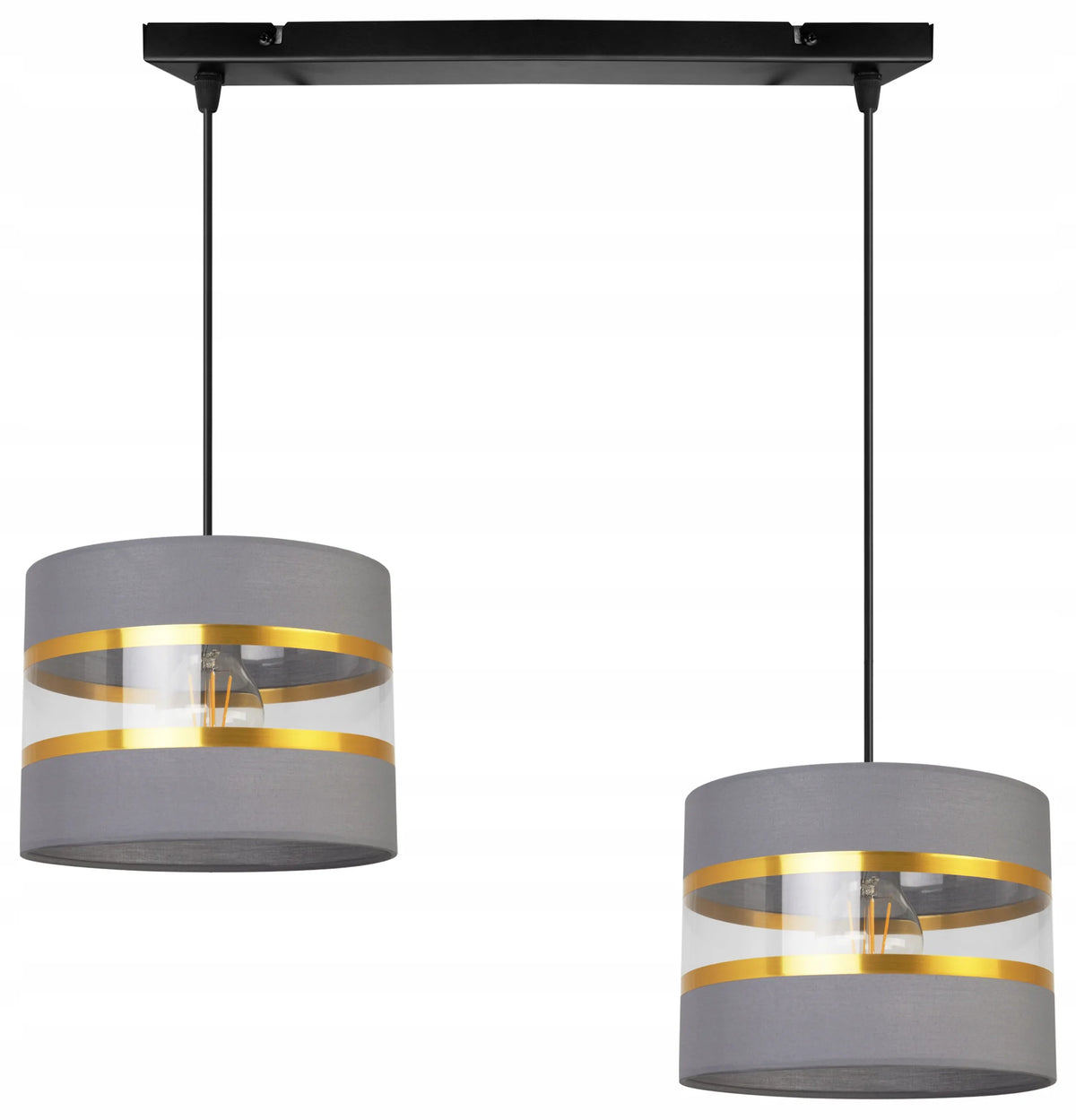 Pakabinamas lubinis šviestuvas „ELEGANCE GOLD“, „Light Home“, 2 gaubtai, aukso ir pilkos spalvos