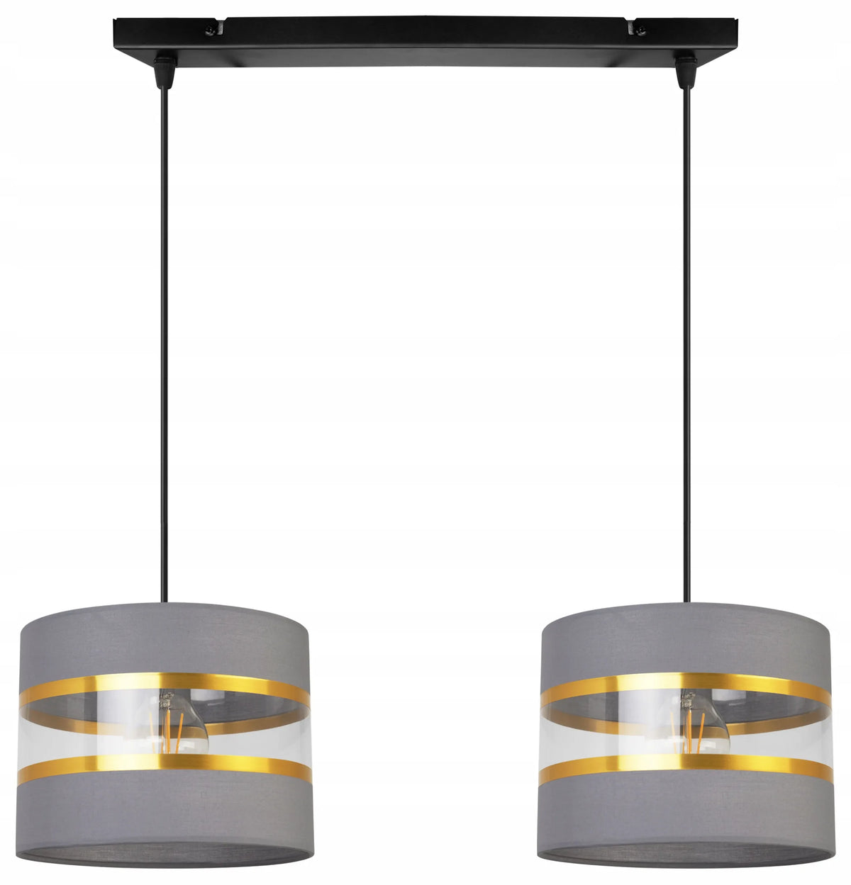 Pakabinamas lubinis šviestuvas „ELEGANCE GOLD“, „Light Home“, 2 gaubtai, aukso ir pilkos spalvos