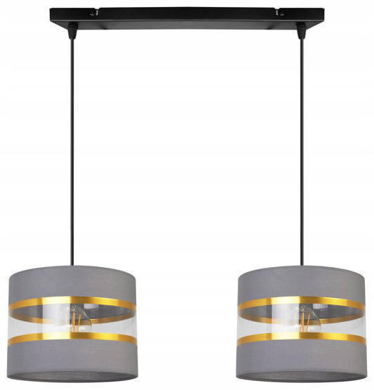 Pakabinamas lubinis šviestuvas „ELEGANCE GOLD“, „Light Home“, 2 gaubtai, aukso ir pilkos spalvos