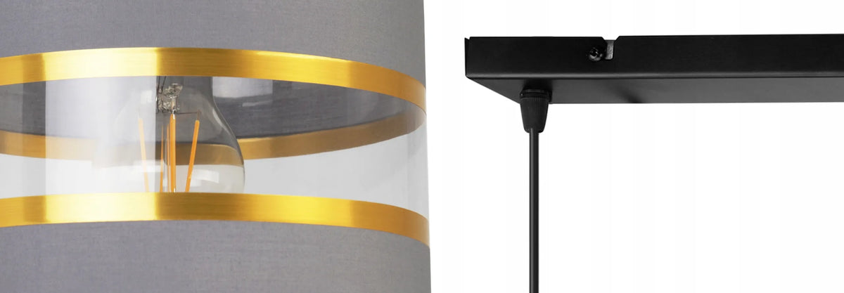 Pakabinamas lubinis šviestuvas „ELEGANCE GOLD“, „Light Home“, 2 gaubtai, aukso ir pilkos spalvos
