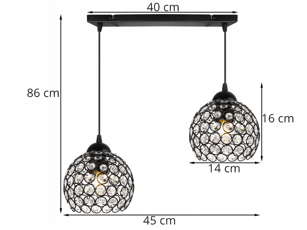 PAKABINAMAS LUBINIS ŠVIESTUVAS „GLAMOUR“ „CRYSTAL“ 2 ŠVIESOS ŠALTINIAMS SVETAINEI IR VALGOMAJAM