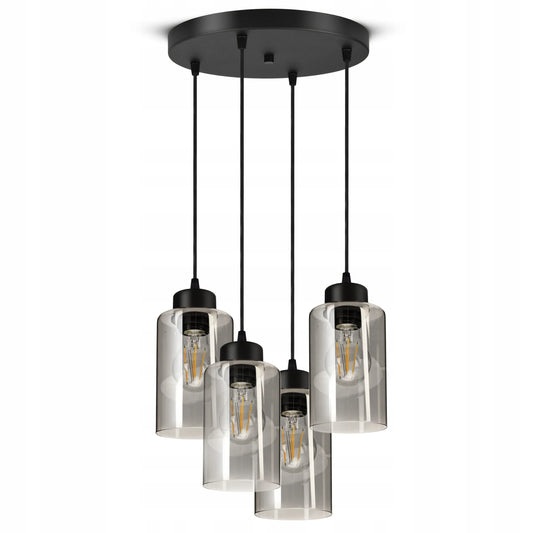 Pakabinamas lubinis šviestuvas „Glass Tube“ 535-EZ4, juodas, stiklinis, LED E27