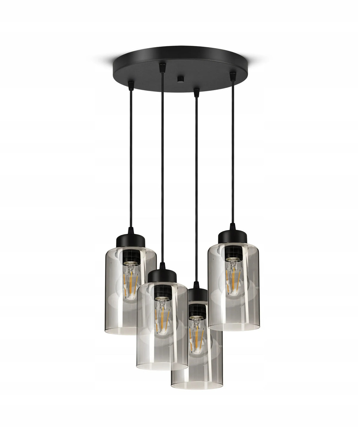 Pakabinamas lubinis šviestuvas „Glass Tube“ 535-EZ4, juodas, stiklinis, LED E27