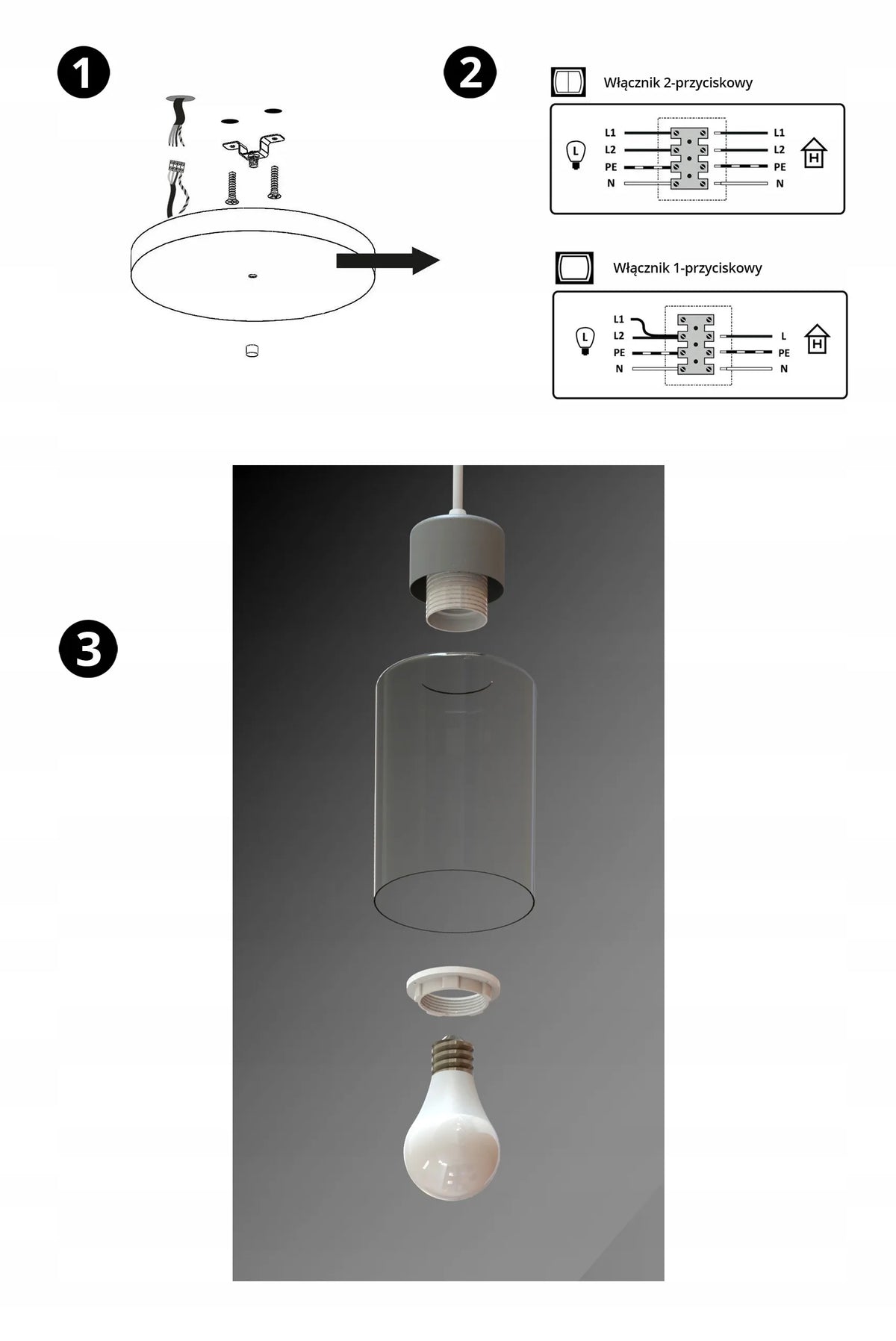 Pakabinamas lubinis šviestuvas „Glass Tube“ 535-EZ4, juodas, stiklinis, LED E27