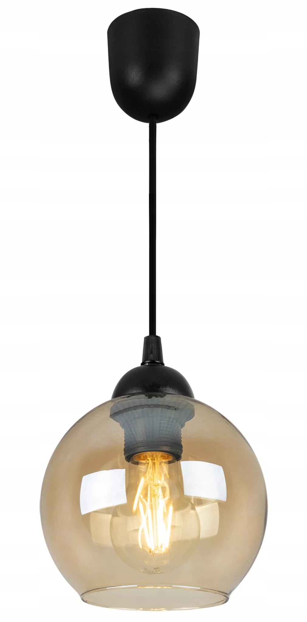 Pakabinamas lubinis šviestuvas „HAGA“ su vienu stikliniu gaubtu, lofto stiliaus, modernus – Light Home