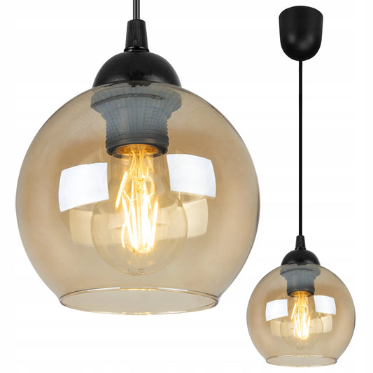 Pakabinamas lubinis šviestuvas „HAGA“ su vienu stikliniu gaubtu, lofto stiliaus, modernus – Light Home