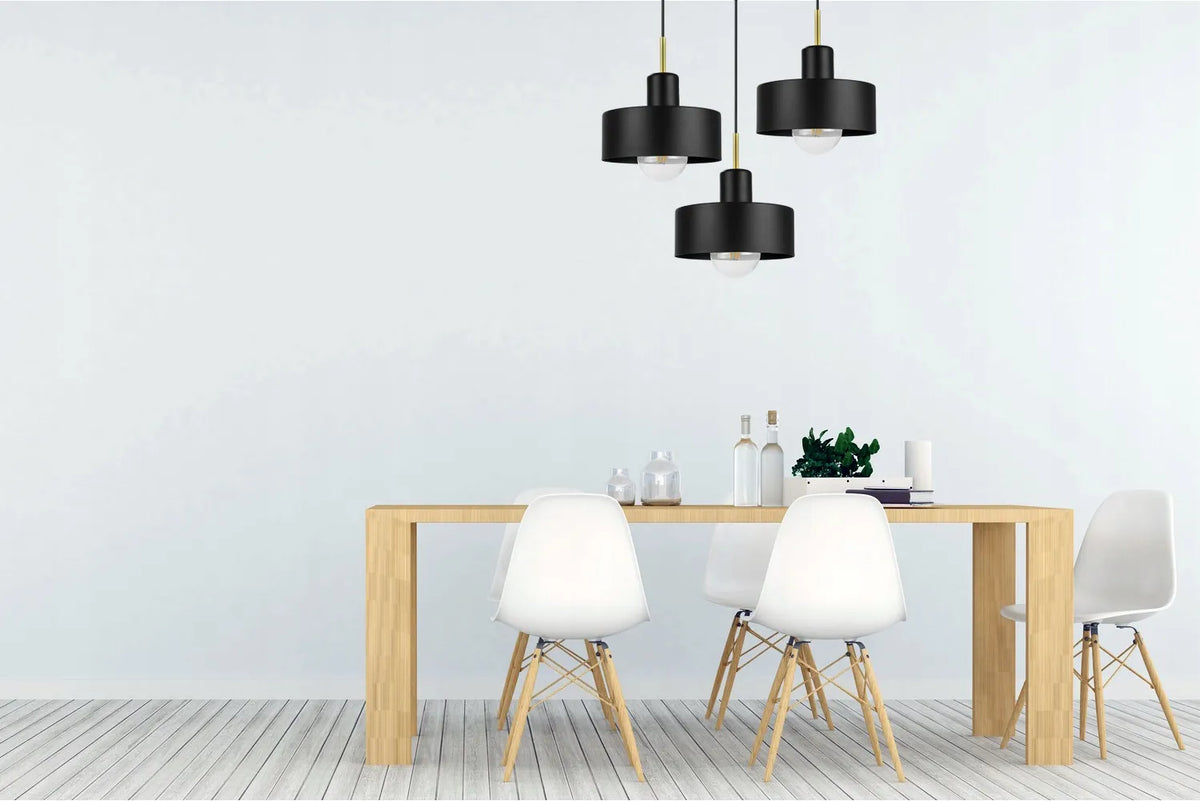 PAKABINAMAS LUBINIS ŠVIESTUVAS JUODAS BALTAS LOFT ŠVIETUVAS TRIJŲ ŠVIESOS ŠALTINIŲ AUKSINIS GLAMOUR