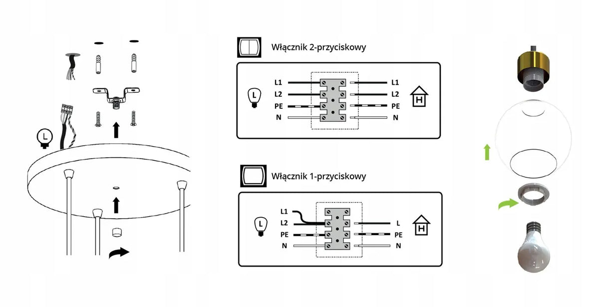 Pakabinamas lubinis šviestuvas – juodas sietynas su stikliniais gaubtais Black Belt EZ4 LED E27