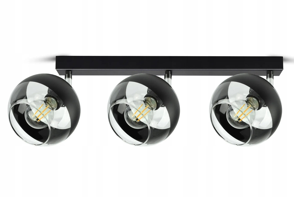 Pakabinamas lubinis šviestuvas, juodas, stikliniai gaubtai, Black Belt BG3 LED E27