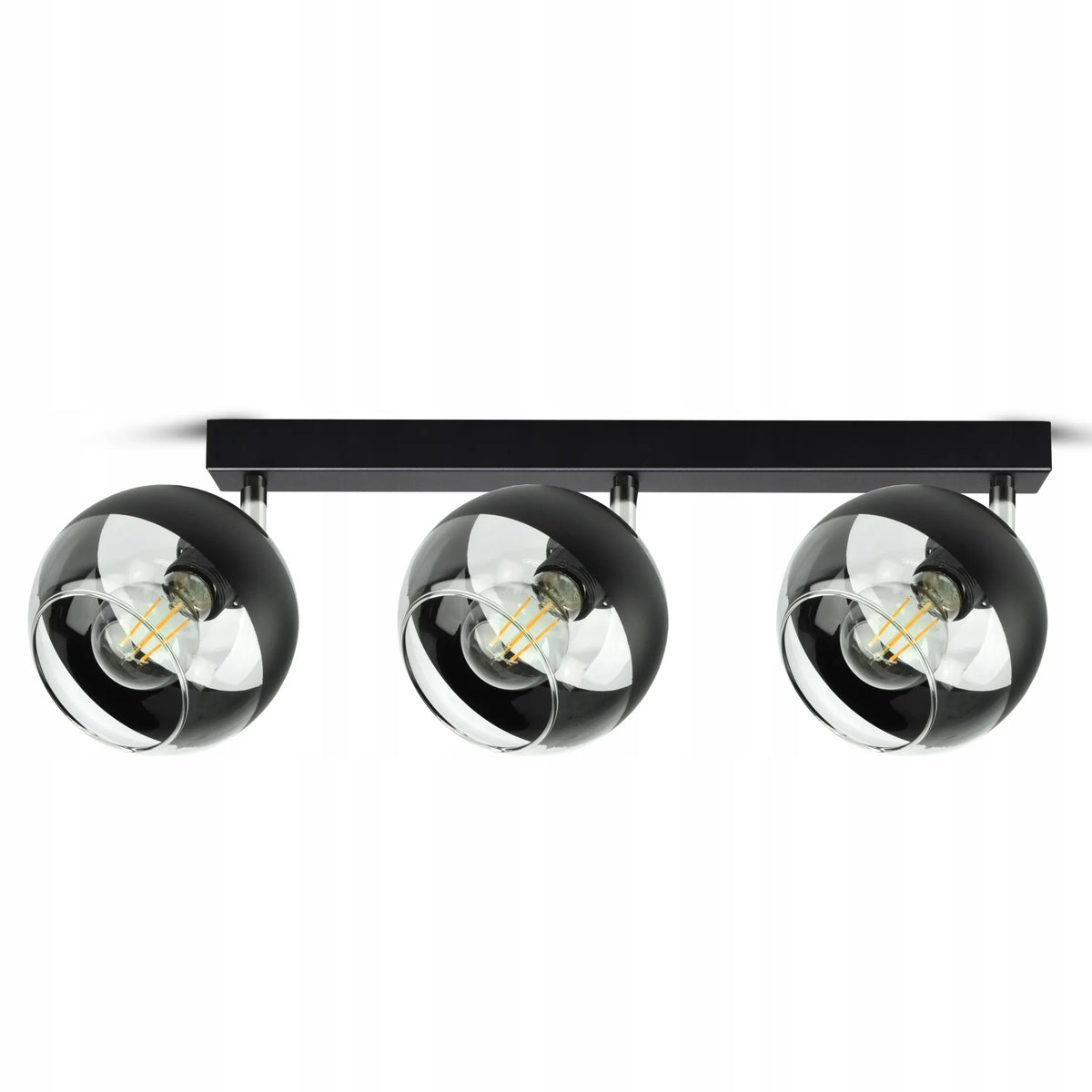 Pakabinamas lubinis šviestuvas, juodas, stikliniai gaubtai, Black Belt BG3 LED E27