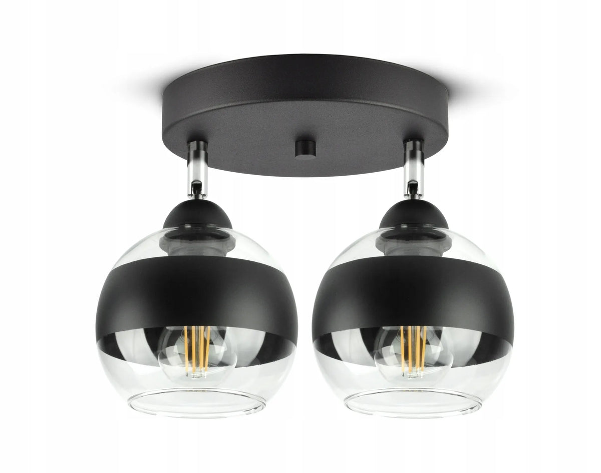 Pakabinamas lubinis šviestuvas, juodas, stikliniai gaubtai „Black Belt EG2“ LED E27