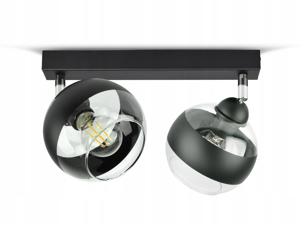 Pakabinamas lubinis šviestuvas, juodas, stikliniai rutuliai Black Belt BG2 LED E27