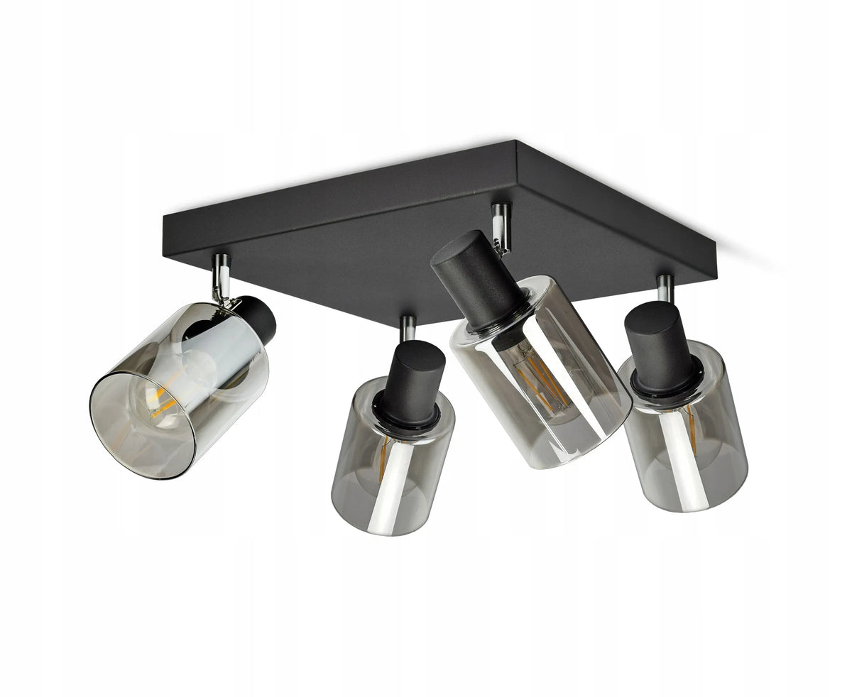 Pakabinamas lubinis šviestuvas, juodas stiklinis „Glass Tube“ 535-AG4 LED E27